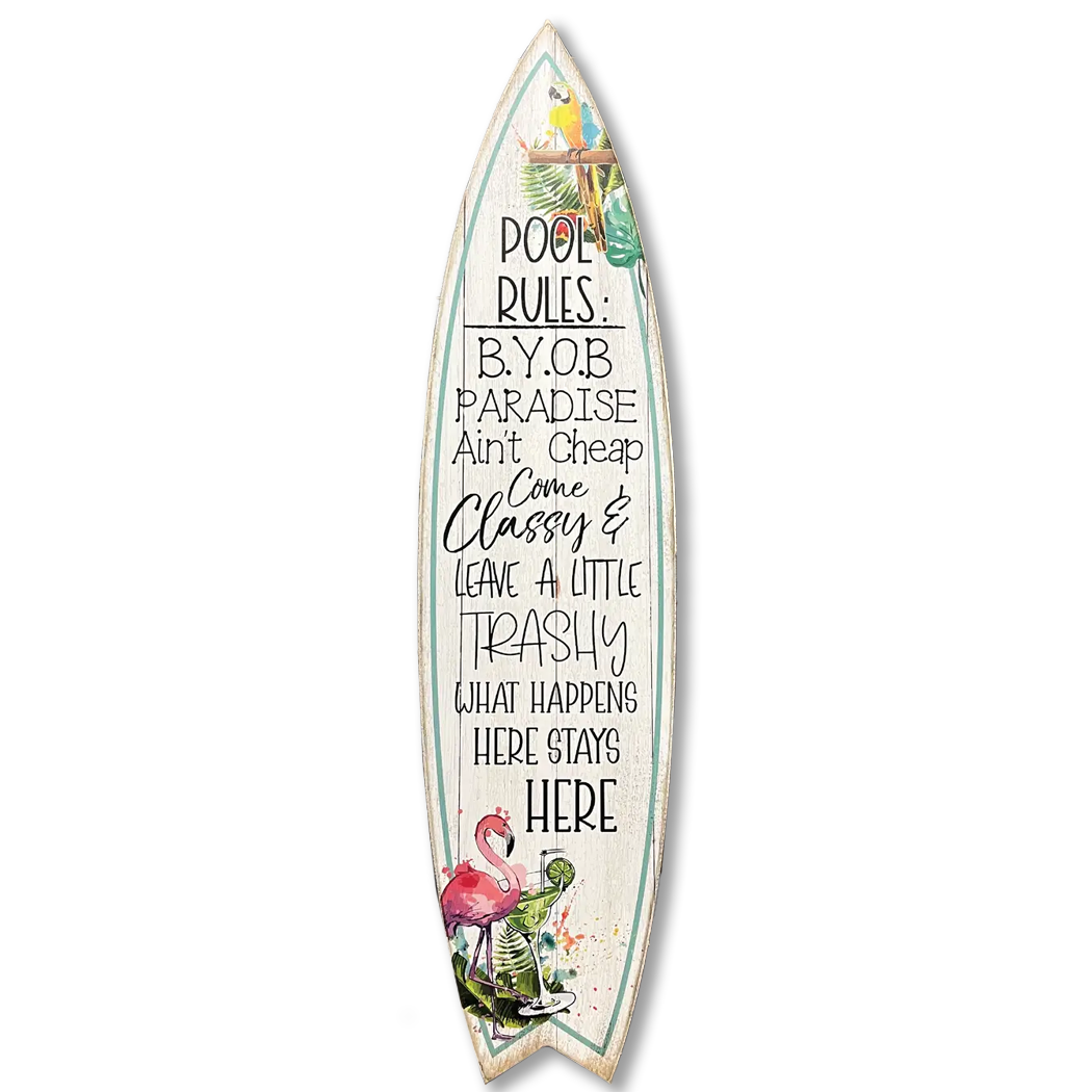 MINI 23" SURF BOARD WALL ACCENT POOL RULES