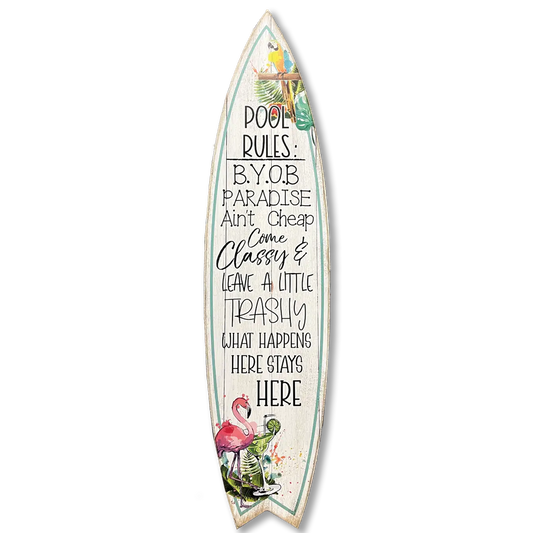 MINI 23" SURF BOARD WALL ACCENT POOL RULES