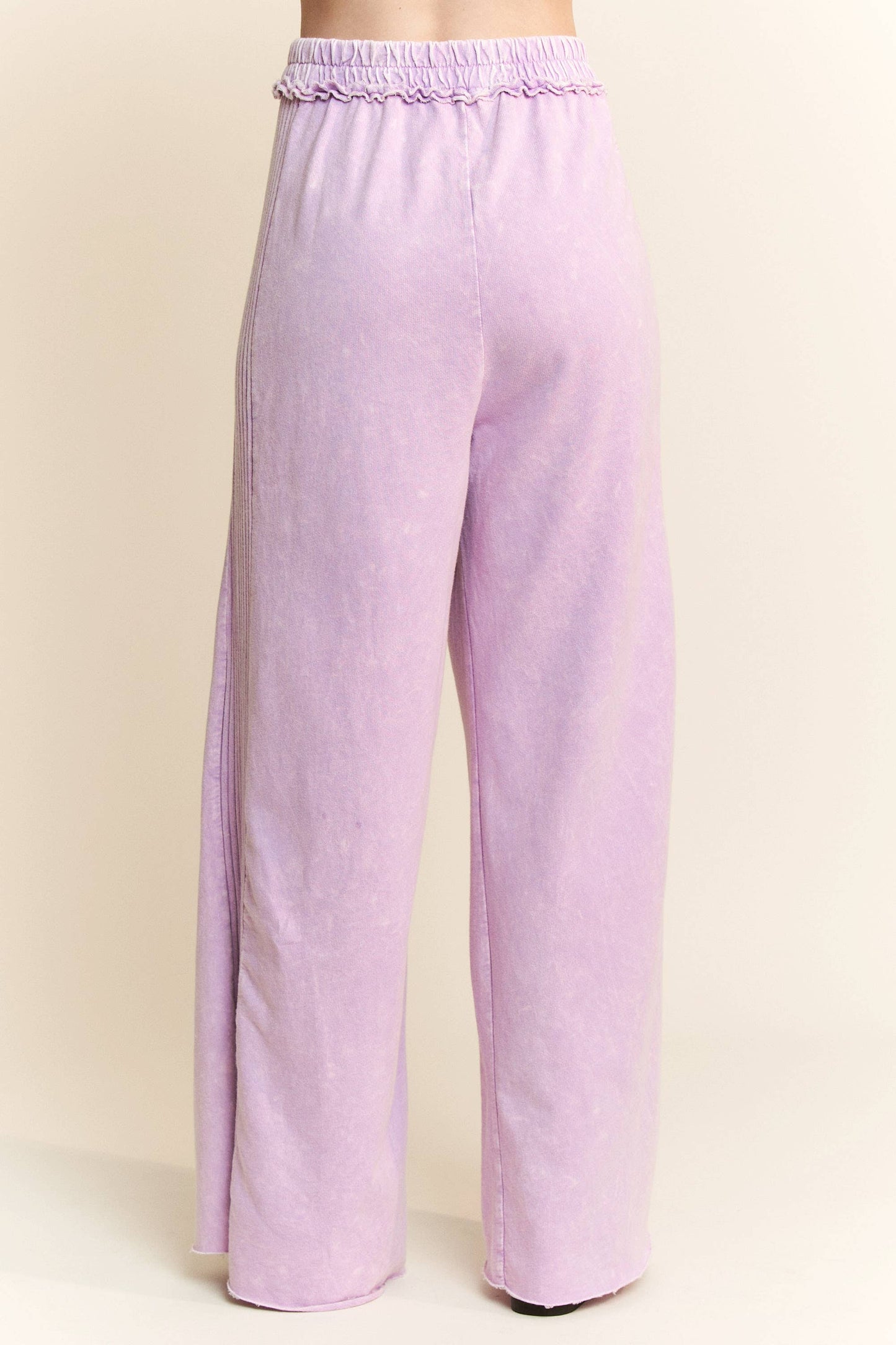 Best Mineral Wash Side Knit detail wide leg pants HE5878P
