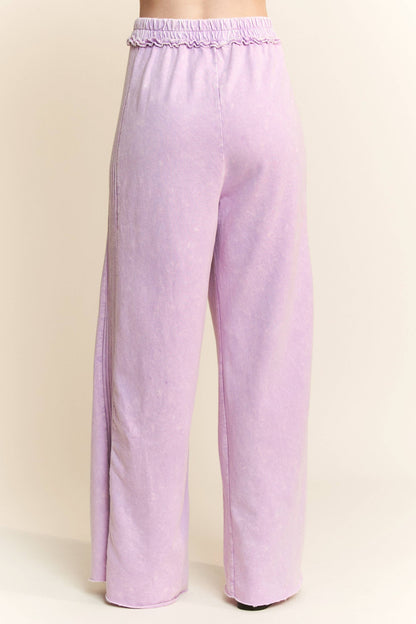 Best Mineral Wash Side Knit detail wide leg pants HE5878P
