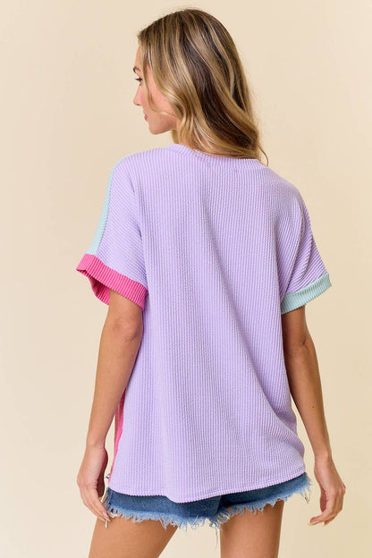 Small -Retro Cheetah Top: LAVENDER COMBO