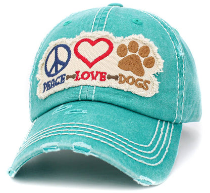 Peace Love Dogs Vintage Ballcap