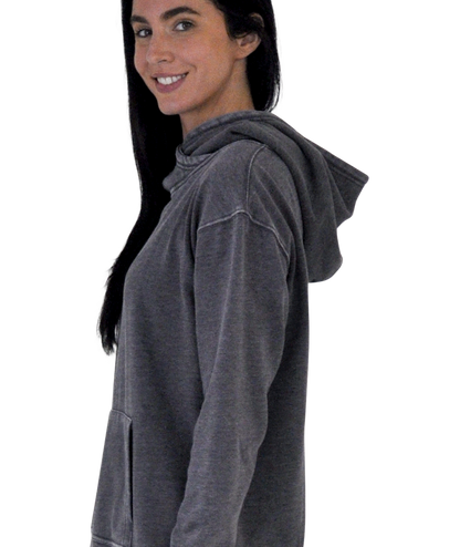 Ladies Crossover Hoodie - Garment Burnout Fleece