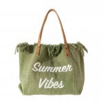 Summer Vibes Canvas Tote With Fringe Detail