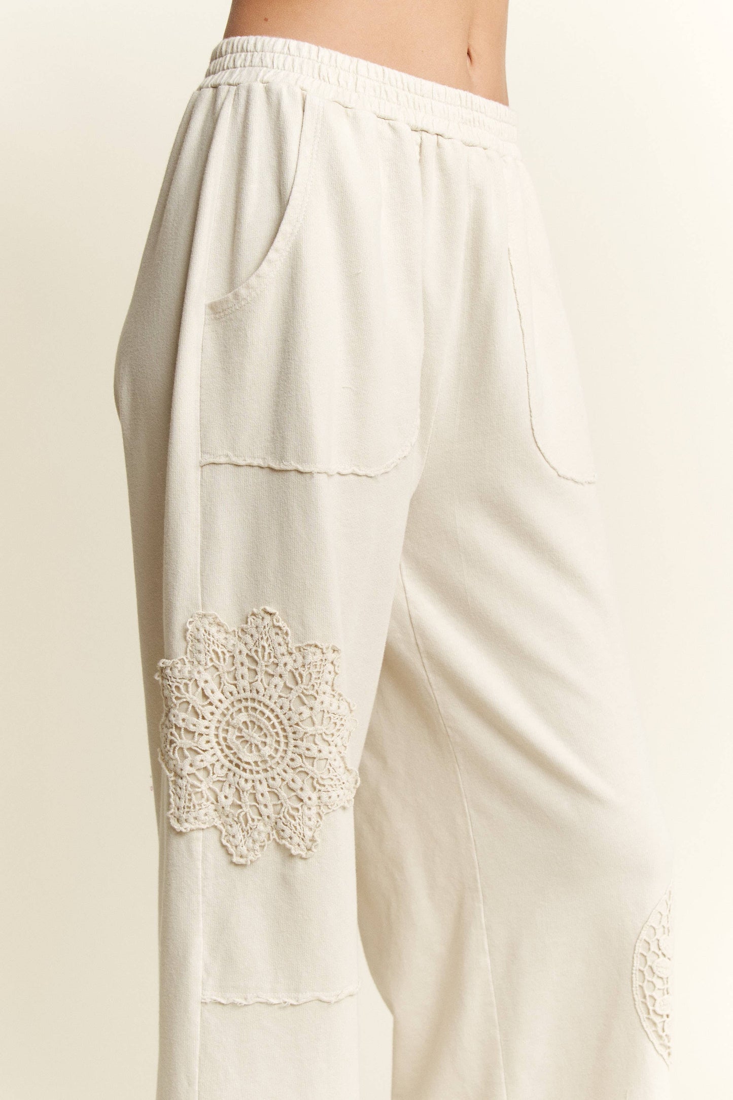 Mineral Washed Doily Wide leg straight pants HP6236