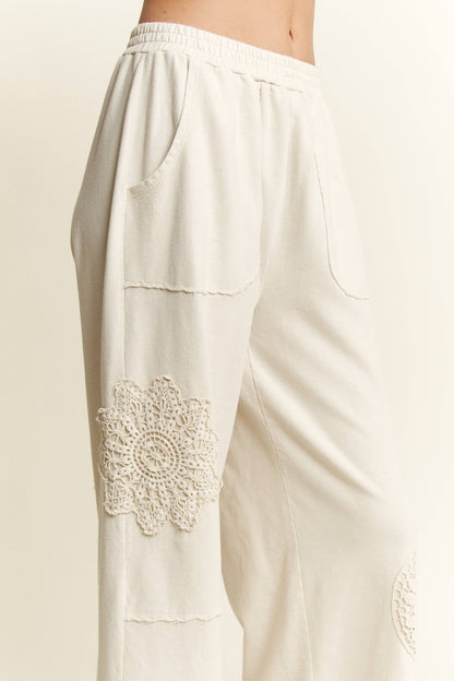 Mineral Washed Doily Wide leg straight pants HP6236