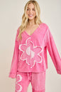 Mineral Washed Halfcut Daisy terry thermal top HT6810 j.her