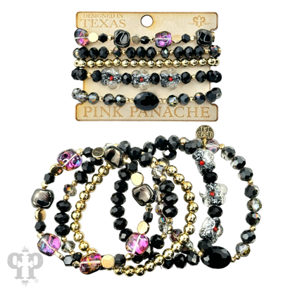 Glass bead variety mix bracelet stack - LC