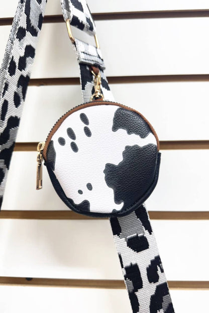 COW PRINT HANDBAG WIHT COIN PURSE