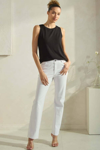 Women's Ribbed Viscose Crew Neck Loose Fit Tank