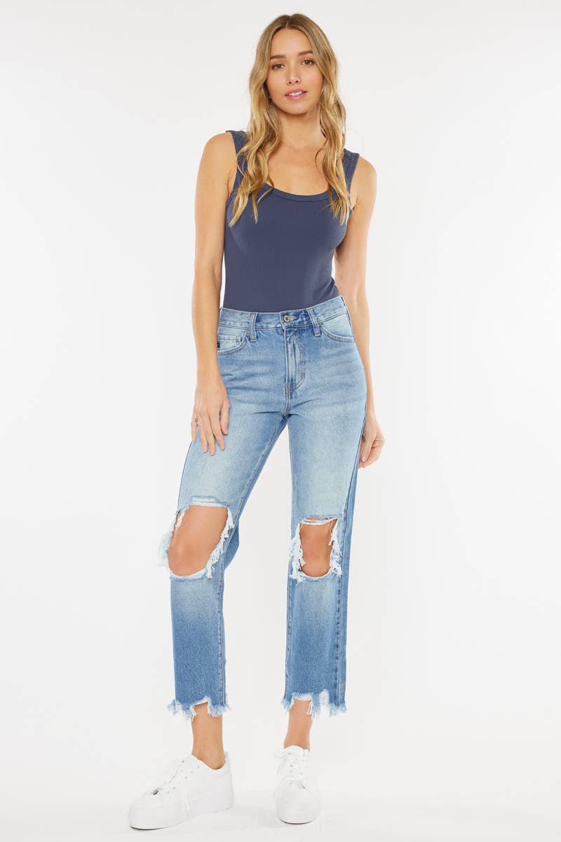 High Rise Mom Relax Fit Denim Jeans kancan