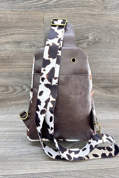 COW PRINT CROSSBODY SLING BAG PURSE