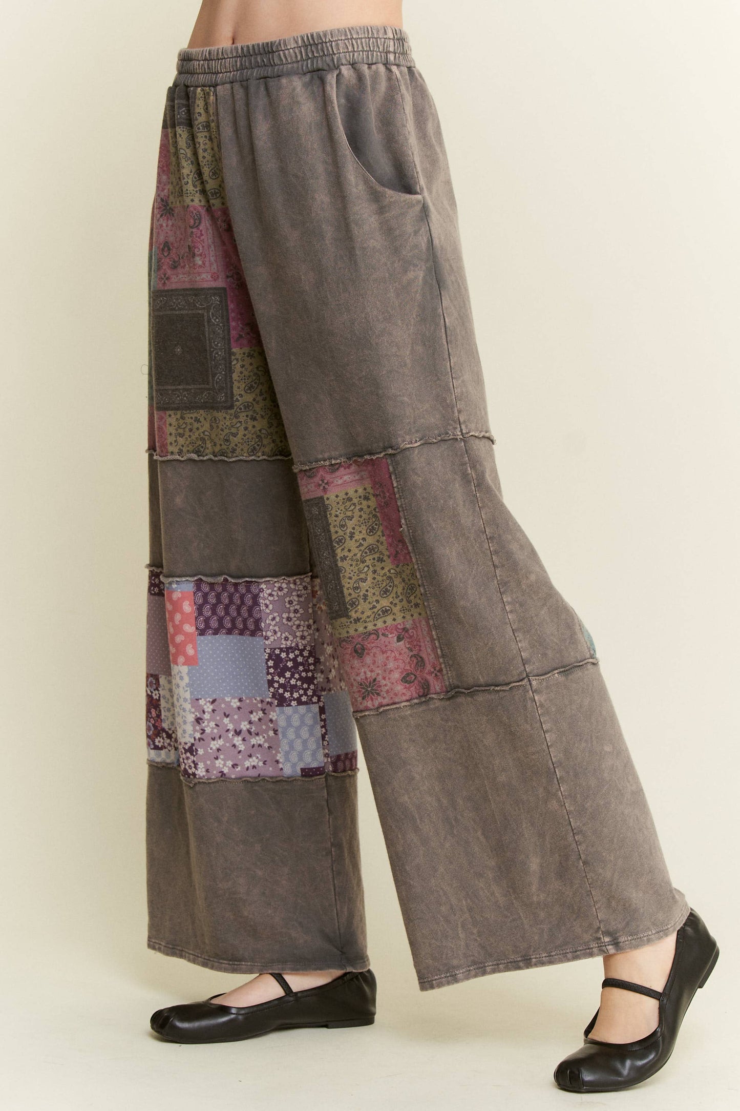 Mineral Washed Boho Block Patch pants HP6579