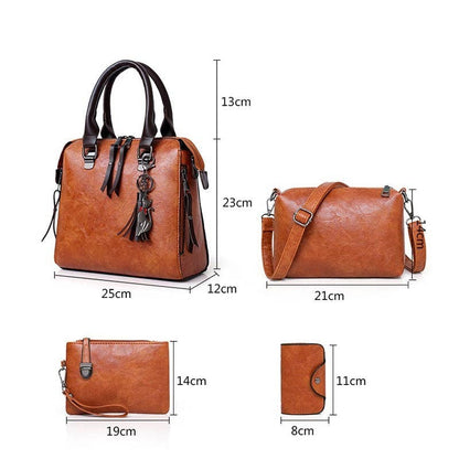 Wholesale Fashion Women Shoulder Tote Hand Bag Pu Leather Ladies 4 In 1 Set Handbags