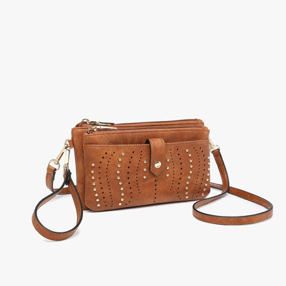 WL2229 Ayra Studded Front Wallet/Clutch/Crossbody: Dusty Blue