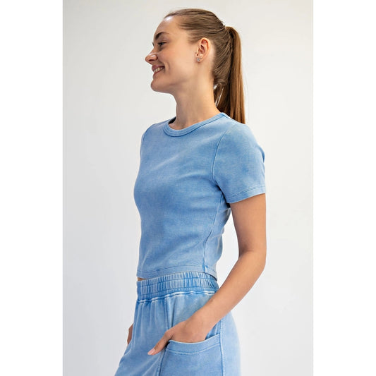 Rae Mode T0079 Mineral Washed Ribbed Tee Shirt