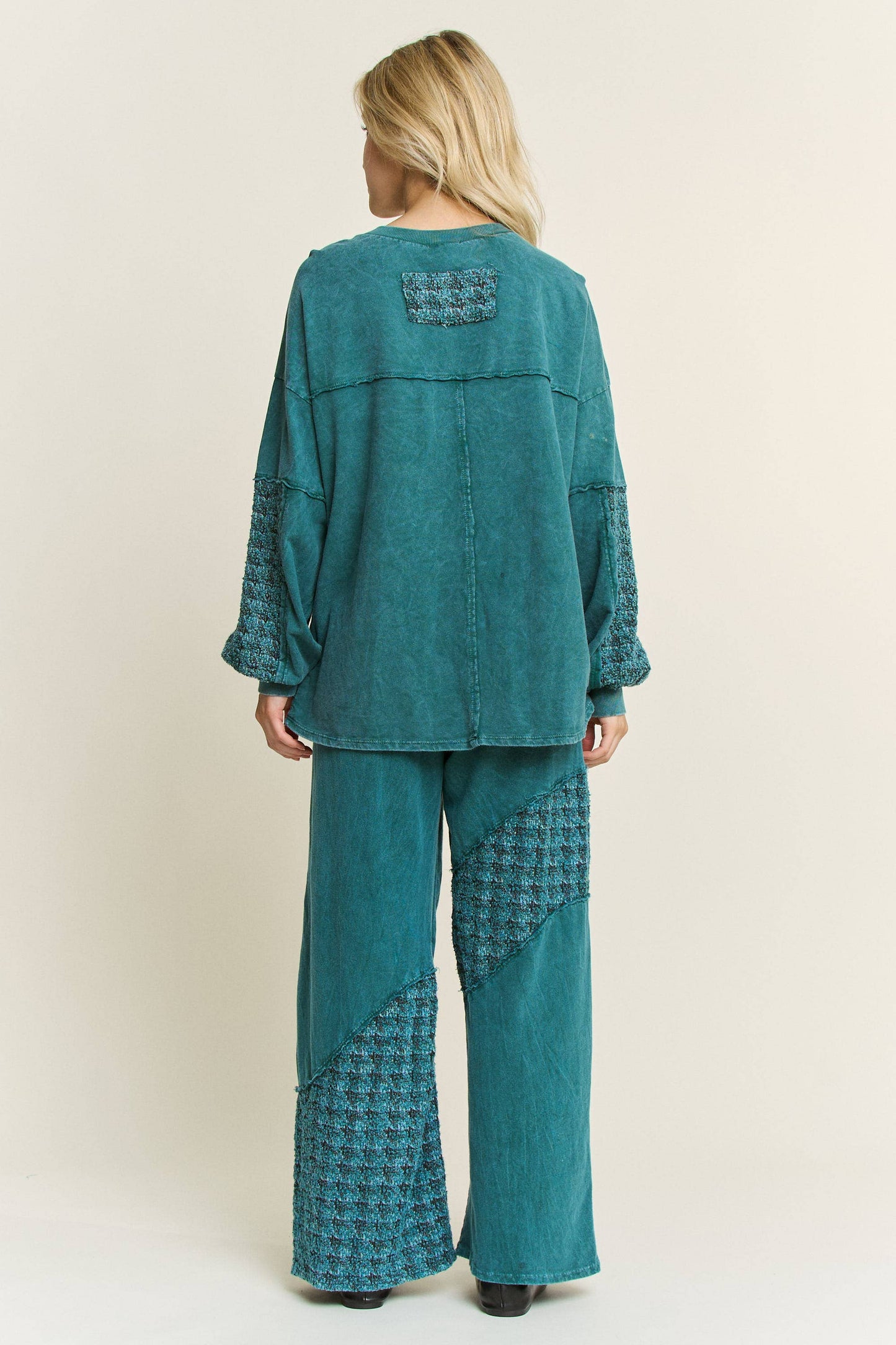 Mineral Washed Tweed Daisy patch Wide leg pants HP6751