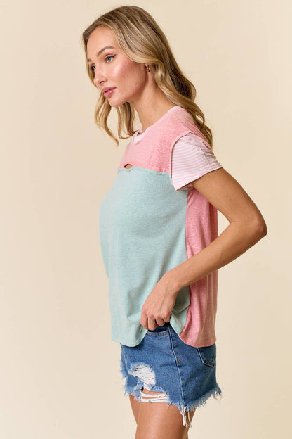 LMT4400-Daring Diva Top: BLUE/CORAL / XL