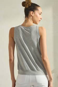 Women's Ribbed Viscose Crew Neck Loose Fit Tank XL