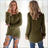CWOSWL0659_Casual Long Sleeve Crew neck Pullover Sweater: GREY / (M) 1