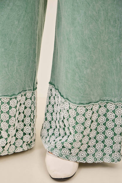 Mineral Washed Flower Daisy Long Leg Pants HP6016P1
