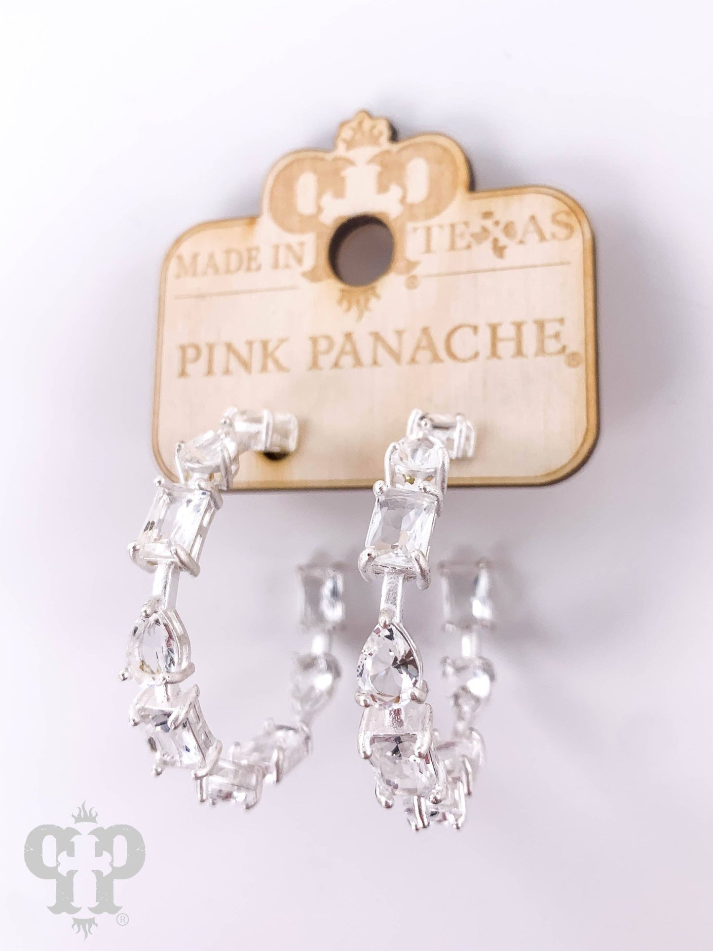 Cubic zirconia rhinestone hoop earring