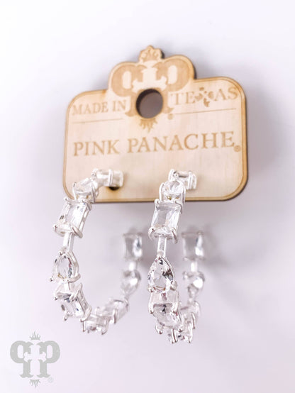 Cubic zirconia rhinestone hoop earring