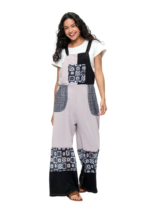 Yak & Yeti Boho Colorblock Lace Overalls 25622