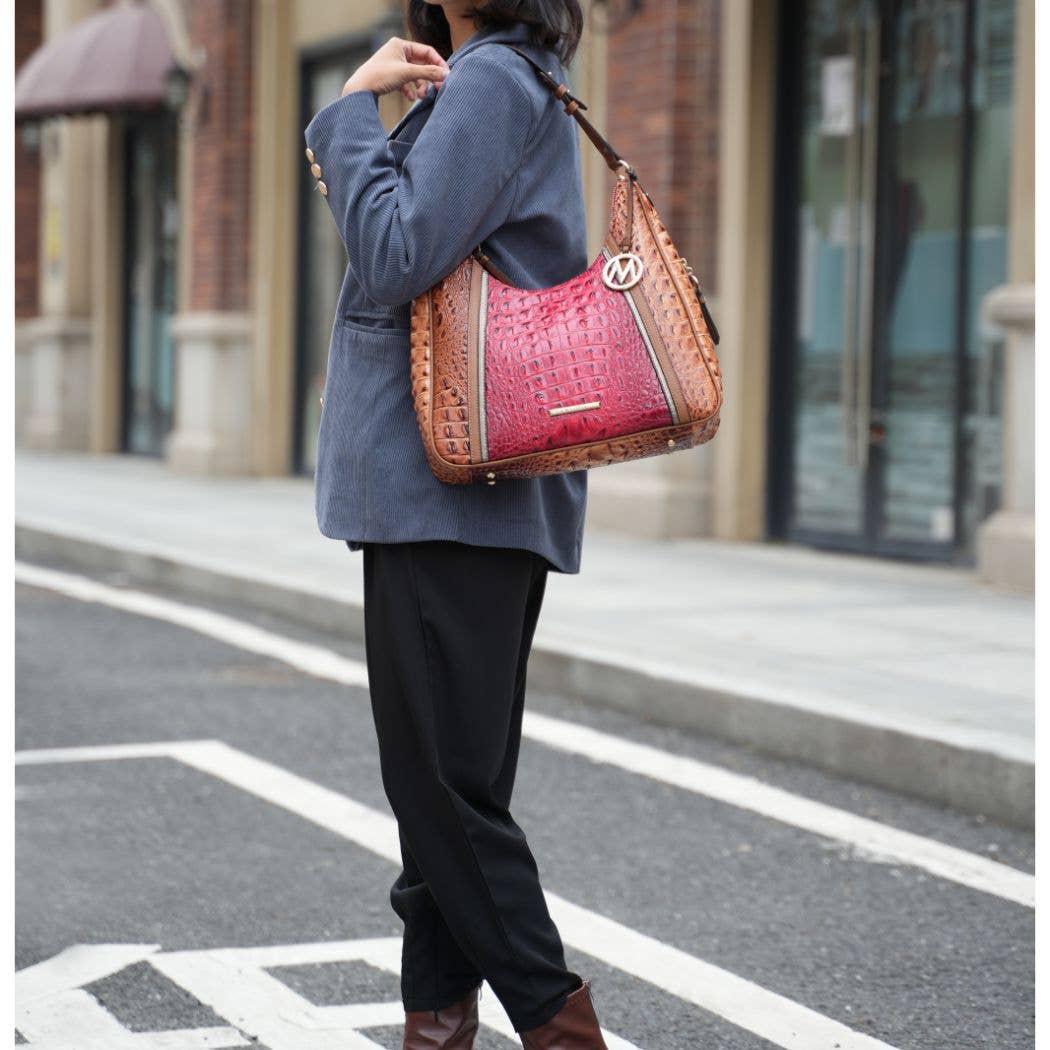 Becket Faux Crocodile Embossed Hobo Shoulder by Mia K