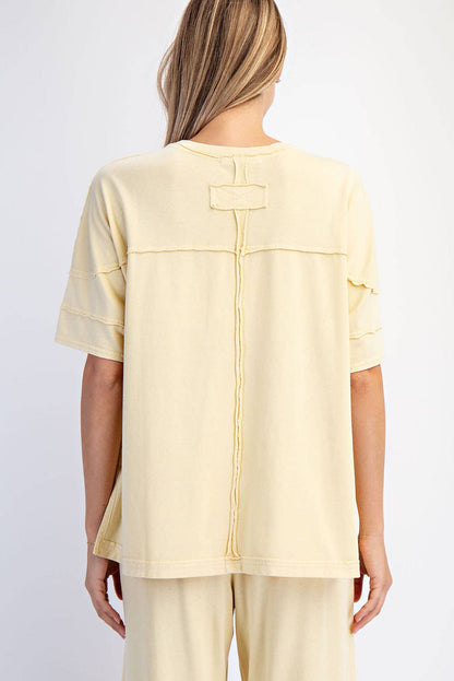 Rae Mode Mineral Washed Short Sleeve Top T Shirt T9984