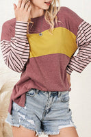 Colorblock Striped Bishop Sleeve Top Little Daisy Shirt