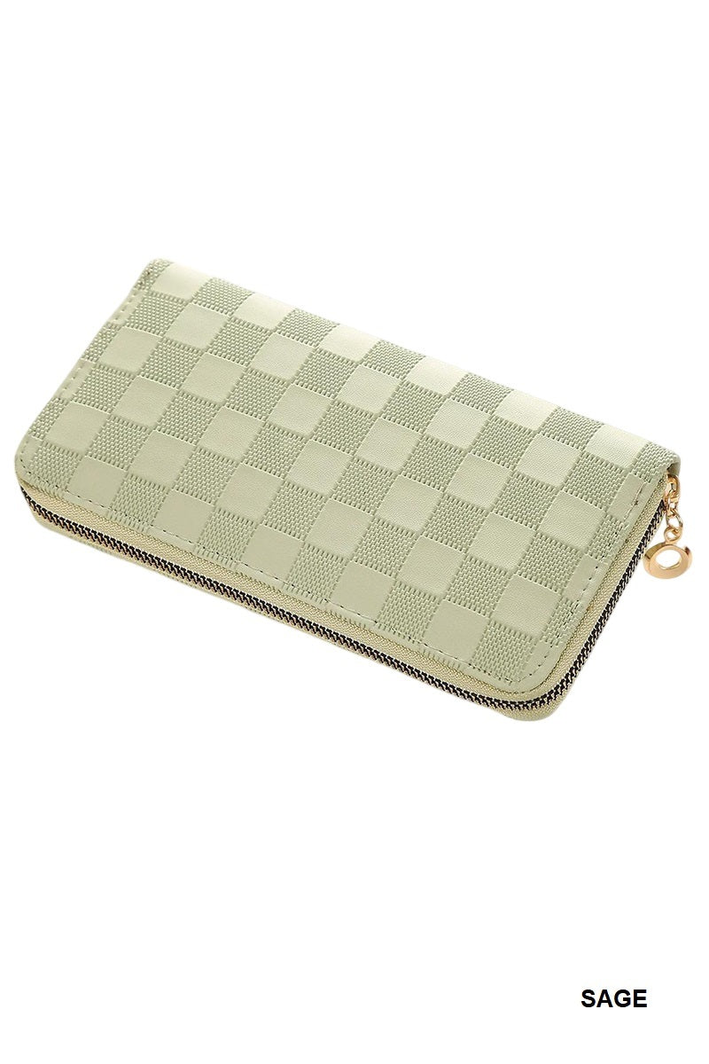Checkered Monogram Vegan Leather Long Wallet