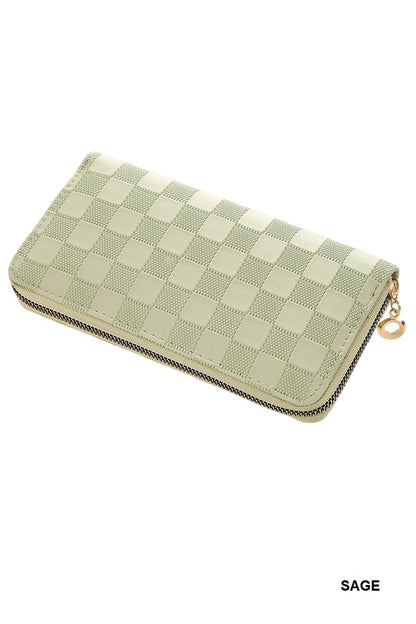 Checkered Monogram Vegan Leather Long Wallet