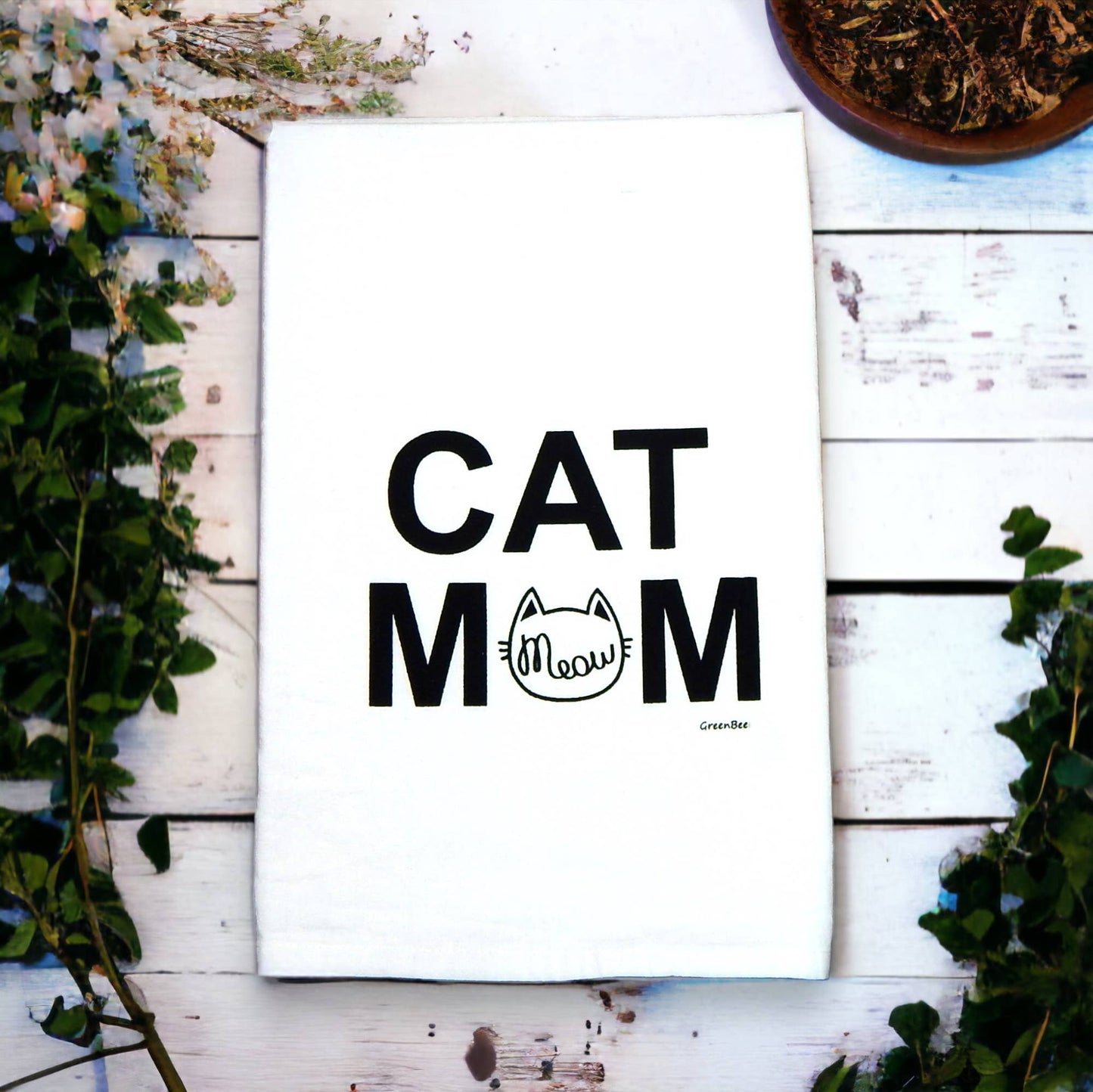 Cat Mom Meow Flour Sack Tea Towel