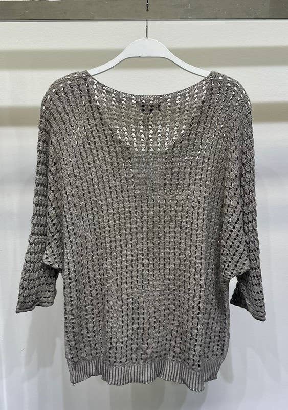 Ridge Rib Knit 3/4 Sleeve Top
