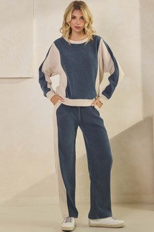 Women's Relaxed Colorblock Corduroy Sweatshirt Top