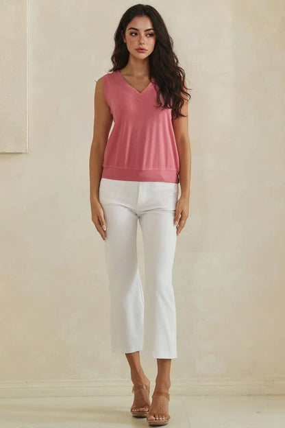 LuxeAir Ribbed Relaxed V-Neck Tank Top