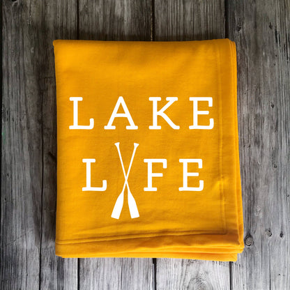 Lake Life Beach Blanket - Camping Sweatshirt Blanket: CHARCOAL