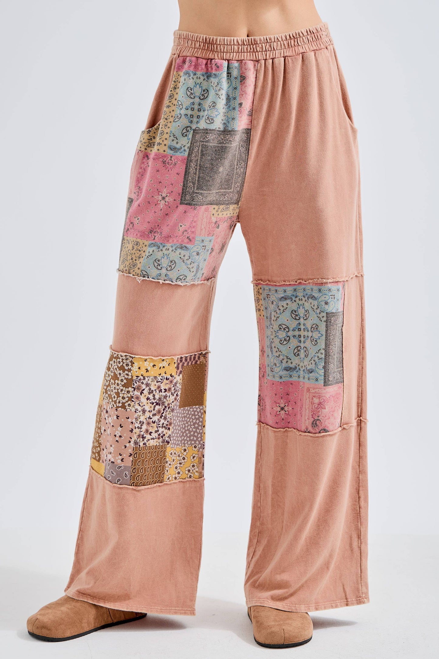 Mineral Washed Boho Block Patch pants HP6579