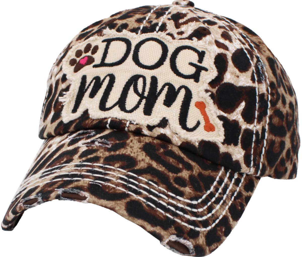 DOG MOM WASHED VINTAGE BALLCAP: BLK