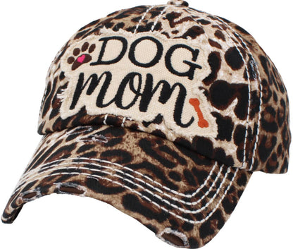 DOG MOM WASHED VINTAGE BALLCAP: BLK