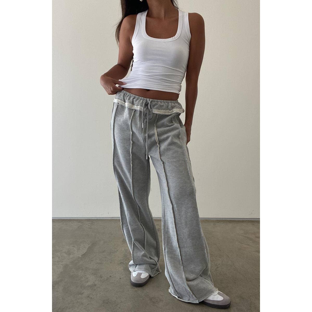 EXPOSED SEAM SWEATPANTS: L / H.GREY