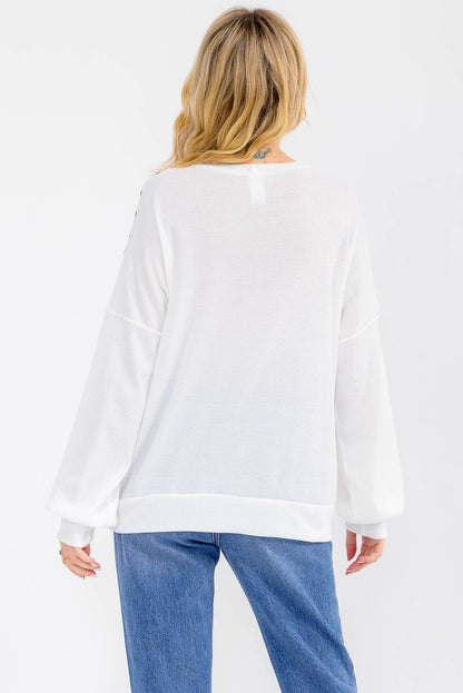Textured Stripe Contrast Knit Top T6203