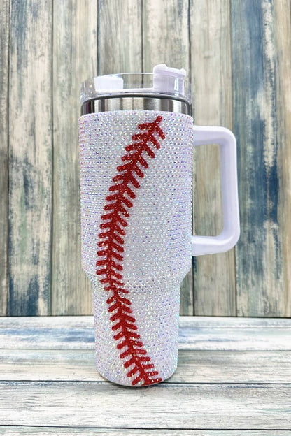 Baseball Rhinestone Stainless Steel Tumbler Cup 40oz