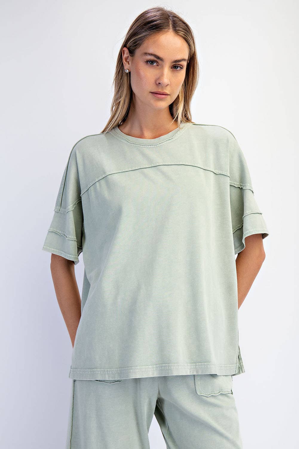 Rae Mode Mineral Washed Short Sleeve Top T Shirt T9984