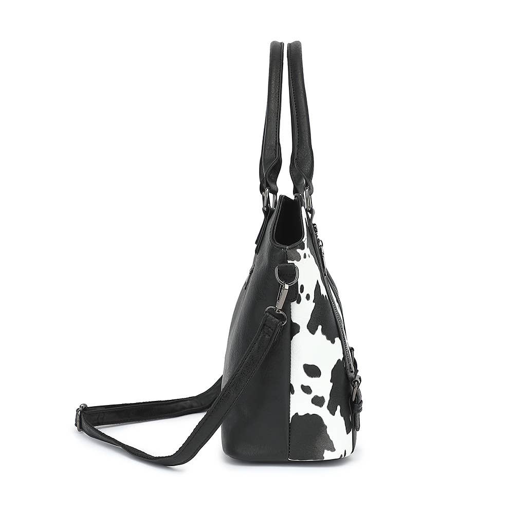 COW HANDBAG TOTE BAG CROSS BAG CLUTCH PURSE SET