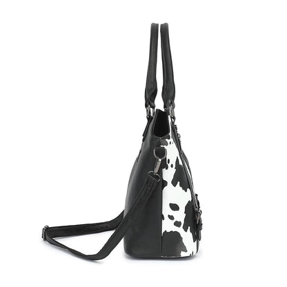 COW HANDBAG TOTE BAG CROSS BAG CLUTCH PURSE SET