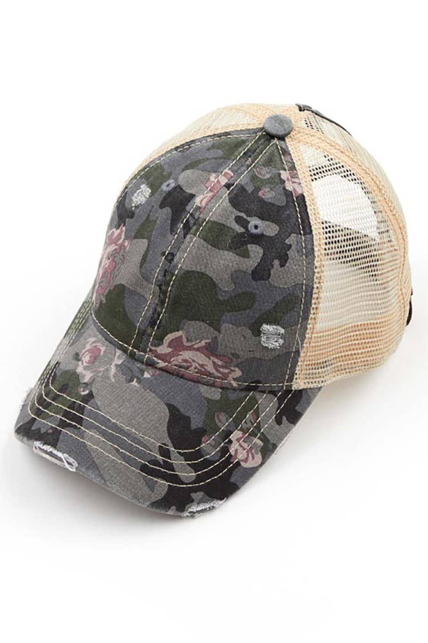 C.C Floral Camo Mesh Pony Cap