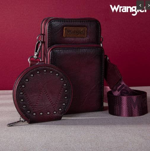 Wrangler Cellphone Crossbody Bag: Bronze