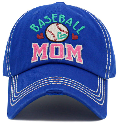 Baseball Mom Washed Vintage Ballcap: BUR